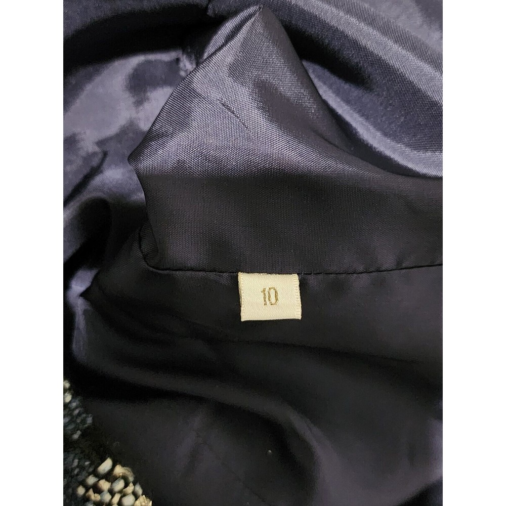 Doncaster Womens Single-Breasted Blazer Jacket Navy Blue Cotton-Silk Blend Sz 10 - Picture 8 of 9